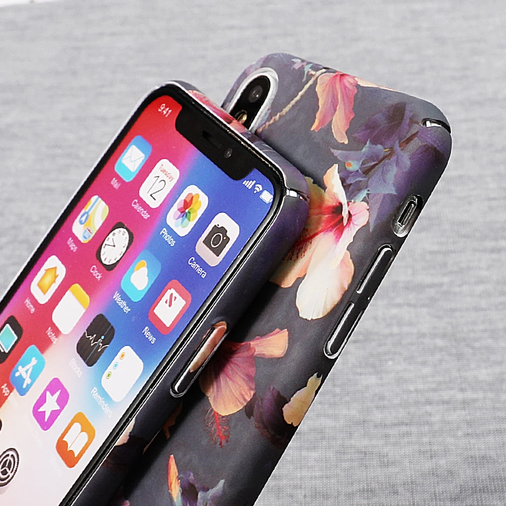 LOVECOM Banana Leaf Flowers Cherry Plants Phone Case For iPhone XR XS Max 5 5S SE 6 6S 7 8 Plus X XS Hard Scrub Phone Bags Case