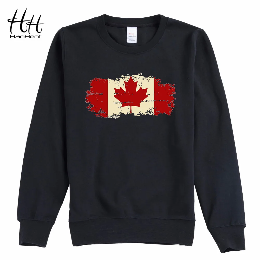 HanHent Canada Flag Printed Thin Hoodies Men Cotton Casual Maple leaf