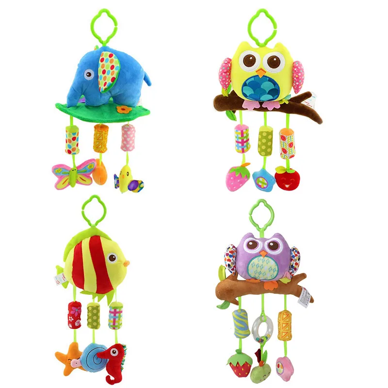 

Baby Toy 0-12 Months Crib Mobile Infant Plush Stuffed Cute Animal Rattles Wind Chime Stroller Toys for Newborns