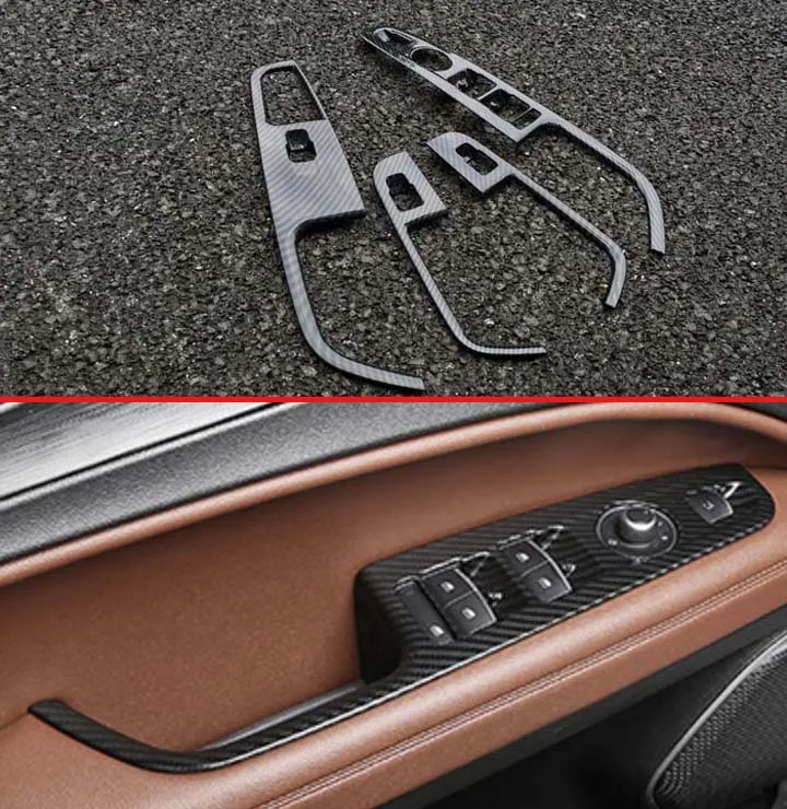 For Alfa Romeo Stelvio 2017 2018 Car Accessories Carbon Fiber Style Door Window Armrest Cover Switch Panel Trim Molding Garnish |
