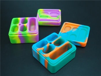 

FDA Silicone Boxes 4+1 Non-stick Jars Dab Container Silicon Case For Vaporizer E Cigs Oil Solid 4in1 Food Grade Silicone Jar Wax