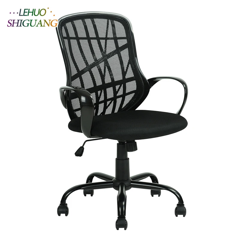 Middle Back Black Metal Steel frame foot Anomaly Grid Office Chair Rotating lift soft office chair Fashion office furniture