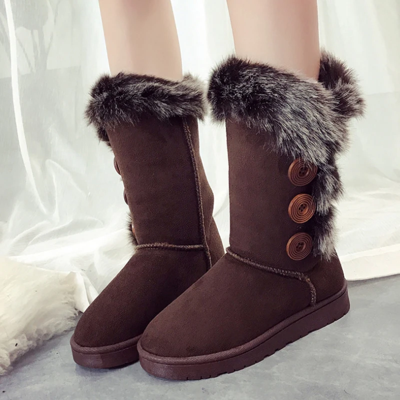 VTOTA 2018 Fashion Winter Boots Women thick fur shoes woman botas mujer Mid Calf Buckle Snow Boots Platform Shoes Comfortable Women's Shoes