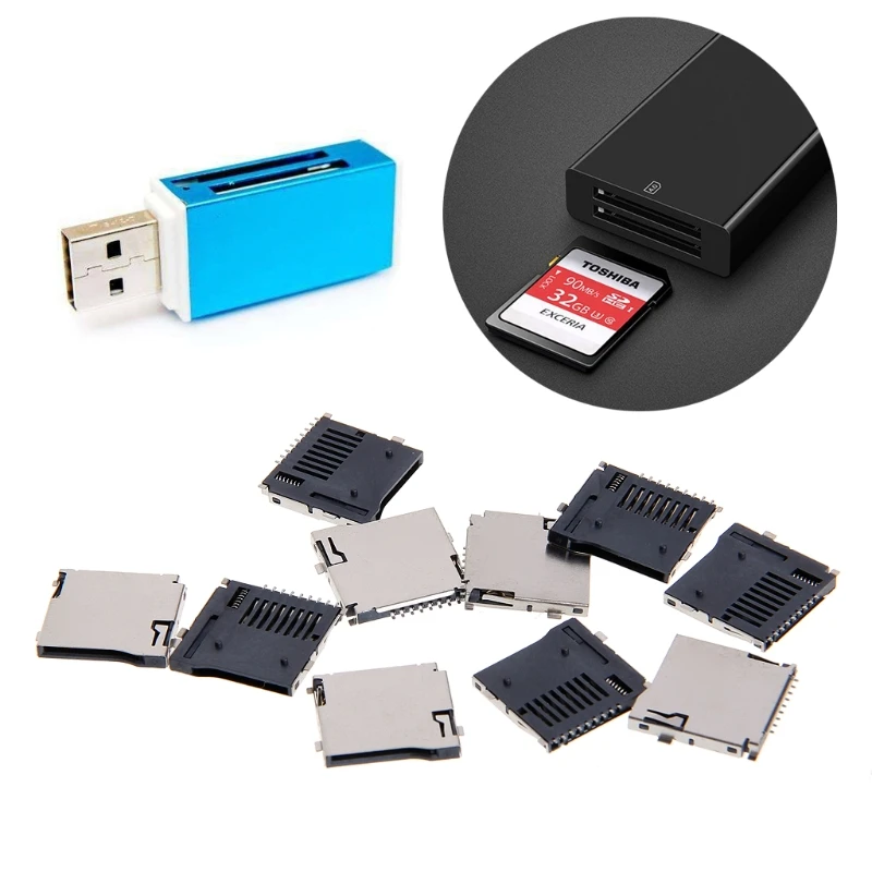 OOTDTY 10 шт. Push-Push Тип трансфлэшка TF Micro SD карта разъем адаптер автоматический PCB |