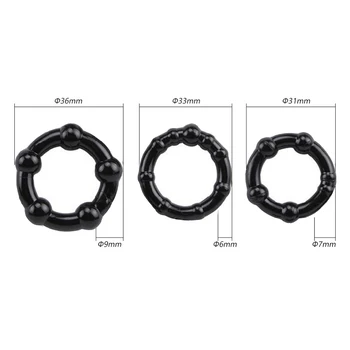 camaTech 3Pcs Silicone Beaded Penis Rings Delaying Ejaculation Cock Rings Lock Ejaculation Constriction Donuts Sex Rings For Men 2