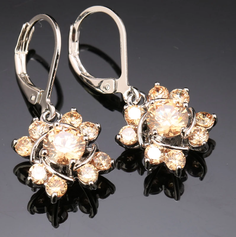 

Admirable Champange Morganite 925 Sterling Silver Jewelry Drop Dangle Earring S5011