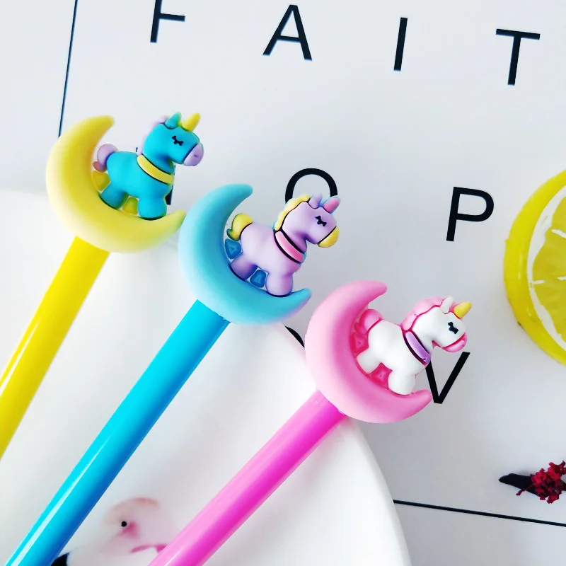 

3 pcs/lot Kawaii Cartoon Moon Unicorn Pen Children's Funny Unicorn Gel Pen Neuter pen for Writing School Supply Korea Stationery
