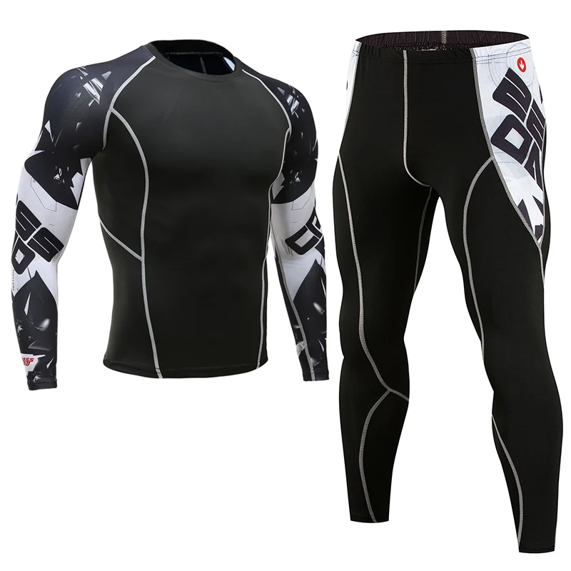 MMA rashguard Мужская Фитнес-мульти-функциональная фитнес-скорость сухая футболка набор 3D печатные мужские брюки Мужские t-shir