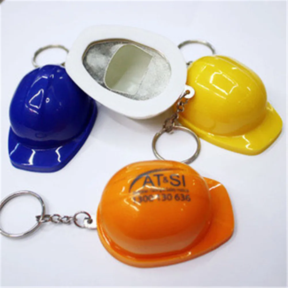 

New Creative LED Light Keychain Bottle Opener Keychain With Helmet Shape Pendant Creative Interesting