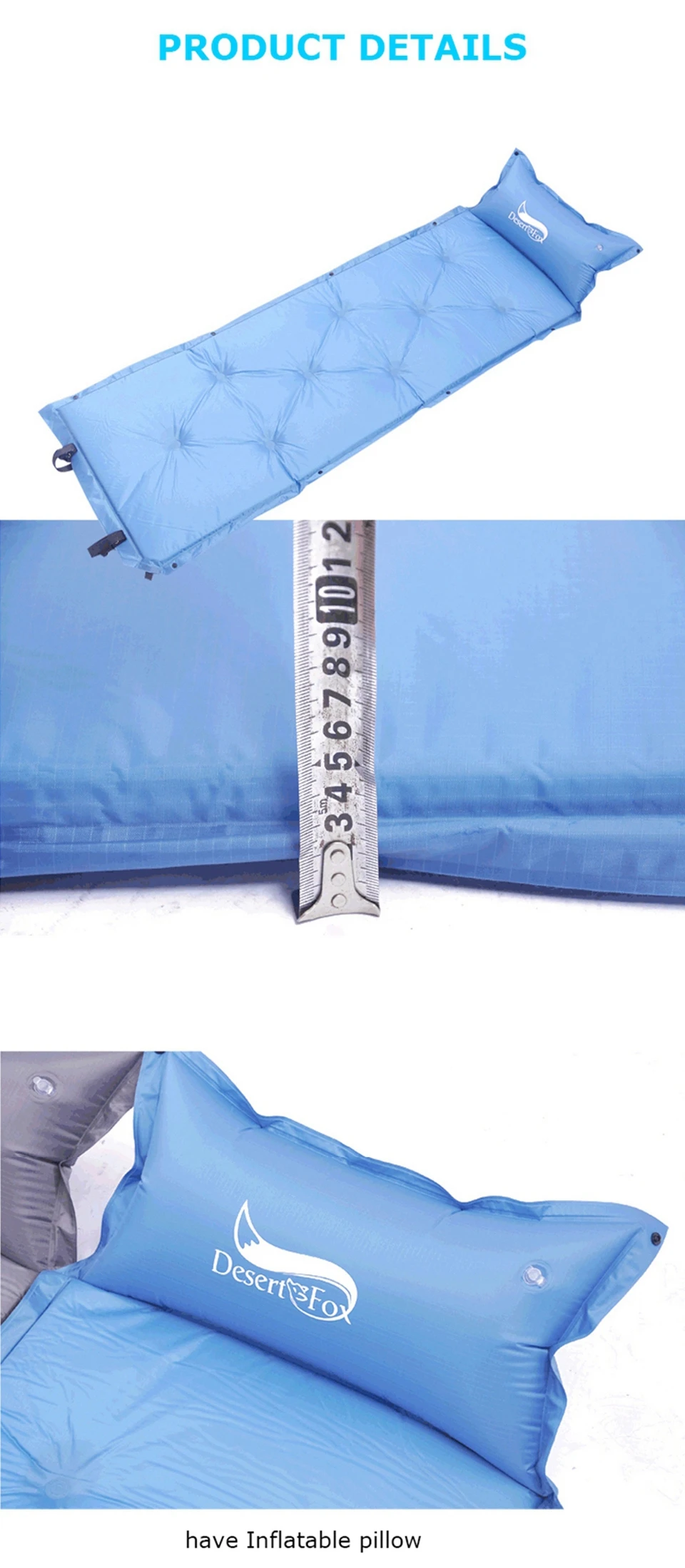 Desot& Fox 1 шт самонадувающиеся спальные подушечки с надувной подушкой, удобный тент надувной матрас для кемпинга, пеших прогулок