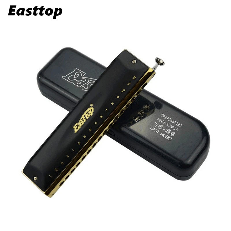 Easttop Upgrade Brass Comb Chromatic Harmonica 16 Hole 64 Tone
