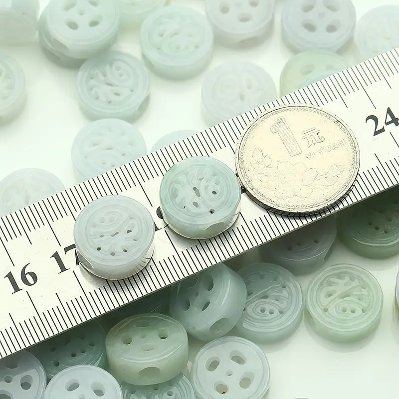 10PCS Natural Grade A Jade (Jadeite) Flat Round Beads / Size:14mm (Wholesale)
