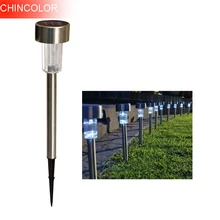 CHINCOLOR 4 шт. Открытый Нержавеющей Стали Солнечной Энергии солнечные батареи RGB, белый, Красный, Синий СВЕТОДИОД светильники на солнечных батареях Сад Пейзаж Путь Путь Света Газон лампа садовые светильники Е. А