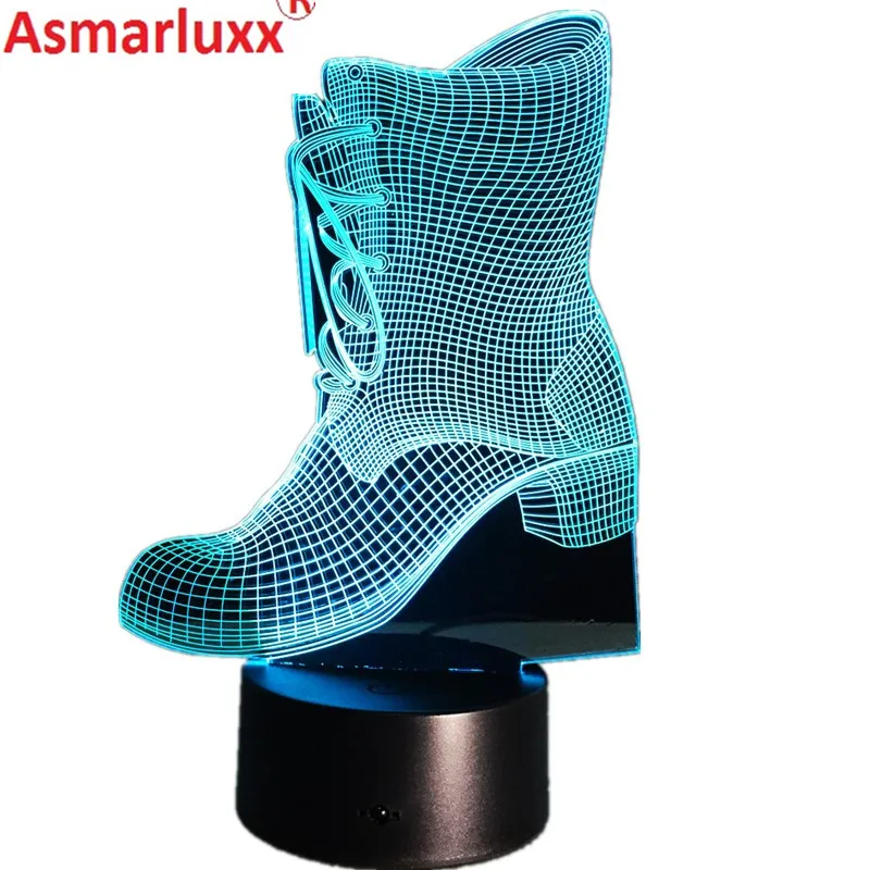 Boots Shape 3D led Lamp Illusion Lamp New Year Gift Color Change Night