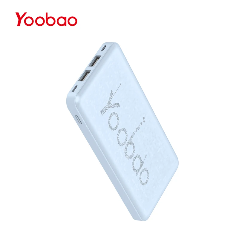 Yoobao KJ03 10000 мАч Мобильный резервный ультратонкий полимерный внешний аккумулятор Универсальное зарядное устройство с двойным USB(выход и вход - Цвет: Blue