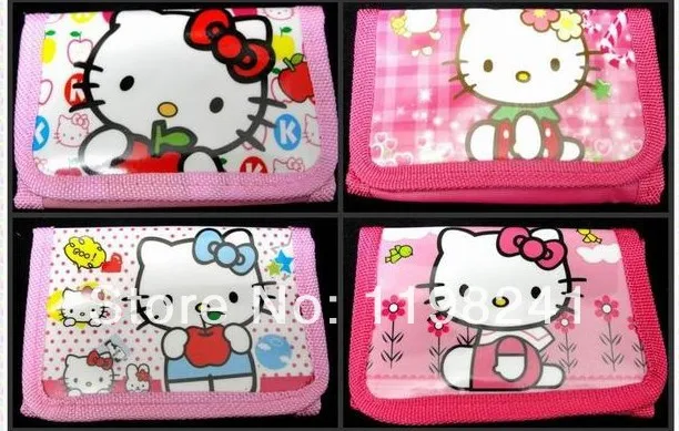 factory price 2014 12pcs Cartoon hello kitty Canvas Wallets Zipper Coin Purse For Children Girs/boys Gift | Багаж и сумки