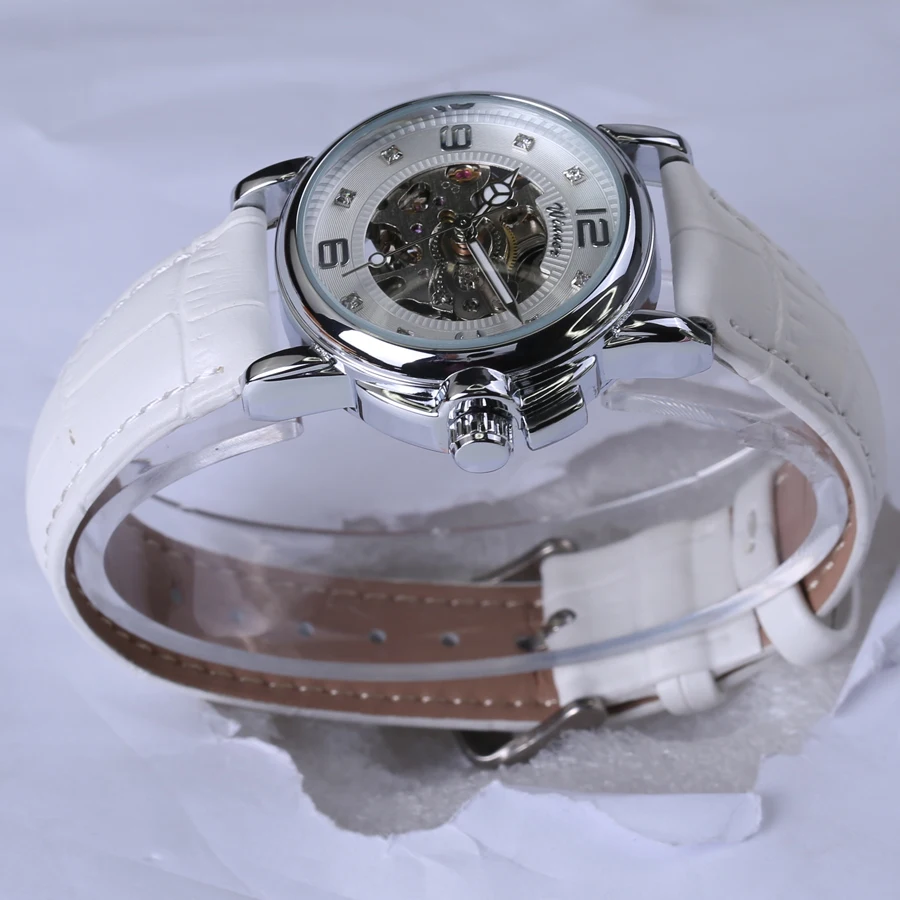 Модный бренд Winner женские Автоматические механические часы со скелетом женские кожаный ремешок relojes mujer наручные часы для ношения с платьем