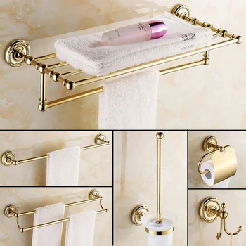 

Antique Gold Europe Bathroom Accessories sets Copper Polished wall Mounted Bathroom Accessories Set