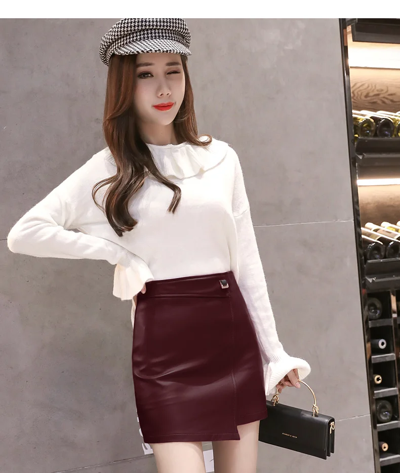 Tcyeek реального юбки из овечьей кожи женские из натуральной кожи нерегулярные мини короткие юбки в Корейском стиле элегантные женские