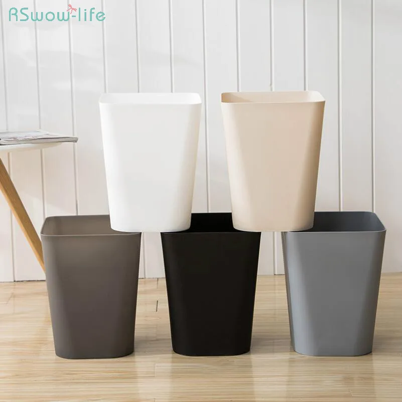 

European Creative Pure Colour Waste Cans Household Living Room Bathroom Kitchen Office Paper Baskets Garbage Bin Trash Plastic