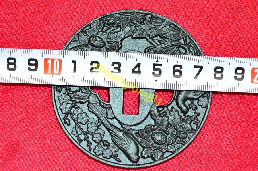 Высококачественная резная железная сталь японская Tsuba Seppa зеленая оболочка Wakizashi