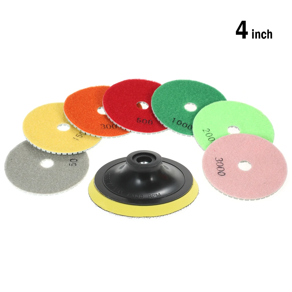 7pcs 4" dremel accessories Diamond Flexible Wet Polishing Pads sanding