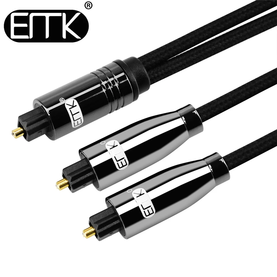 3ft/&5ft Ideal for 1 in 2 Out Toslink Digital Audio Splitter Cable Toslink Optical Cable 2 in-1 Out,Support One Audio Source Only Optical Splitter Cable,EMK Digital Toslink Optical Audio Cable