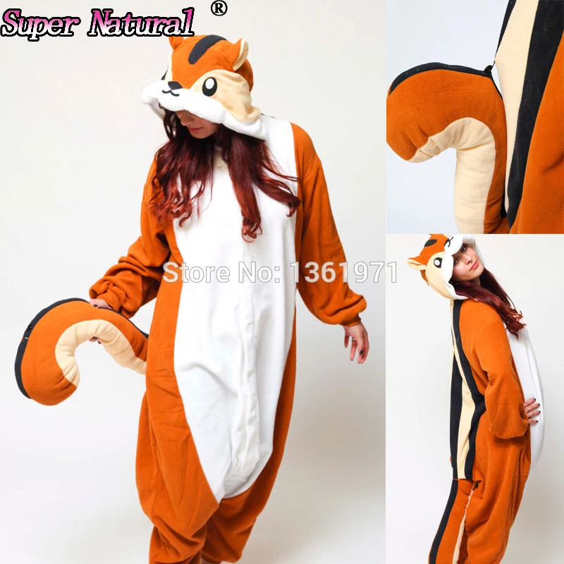 HKSNG Women Adult Winter Warm Animal Chipmunk Squirrel KigurumI Pajamas