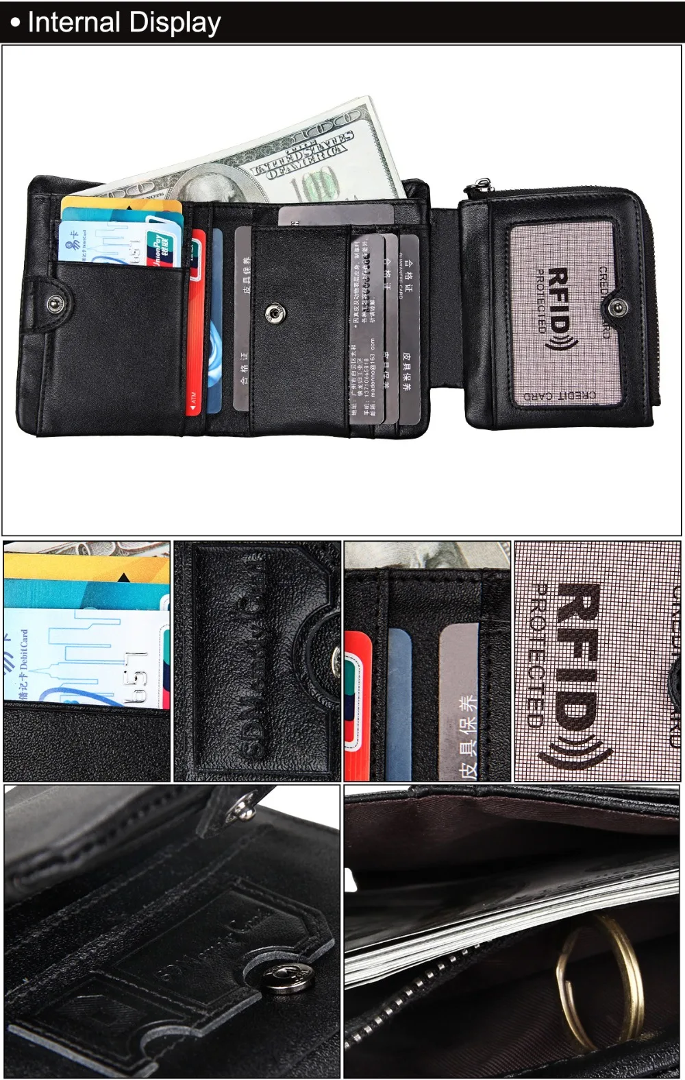 Rfid натуральная кожа функциональные коричневые мужские кошельки Мужской кошелек держатель кредитной карты 3585