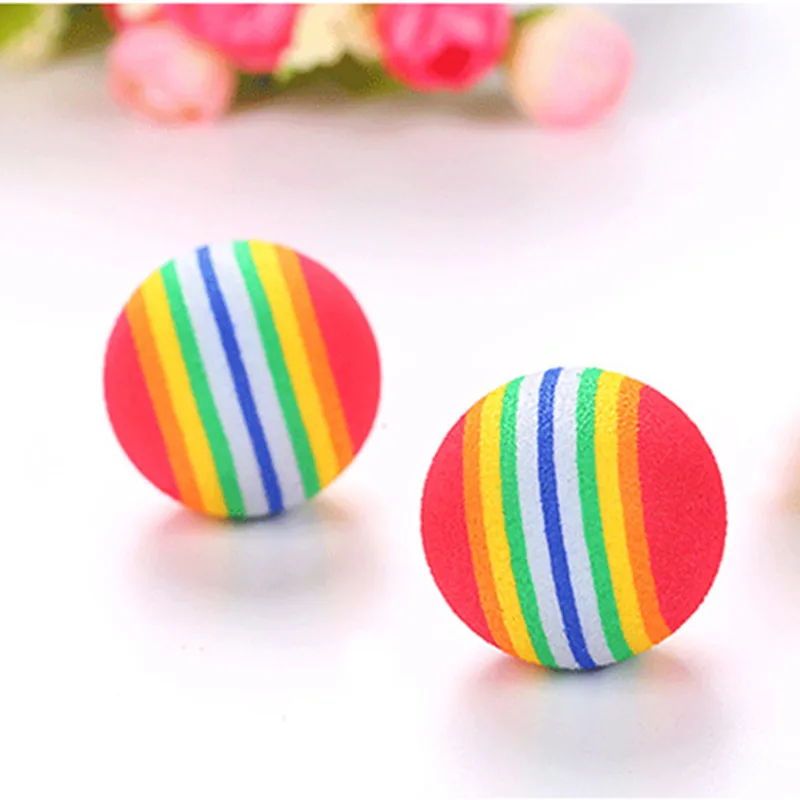 1Pcs Rainbow 3.5cm Cat Toys for Small Cats Interactive Play Chewing Training Pet Supplies Pet Toys Dog Ball Dog Chew Toys