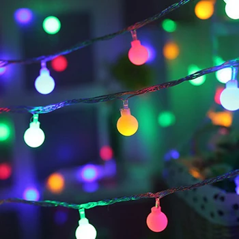 

LED Garland Balls Outdoor String Lights Battery 10 Festoon Light Bulbs Flash Warm White Colorful