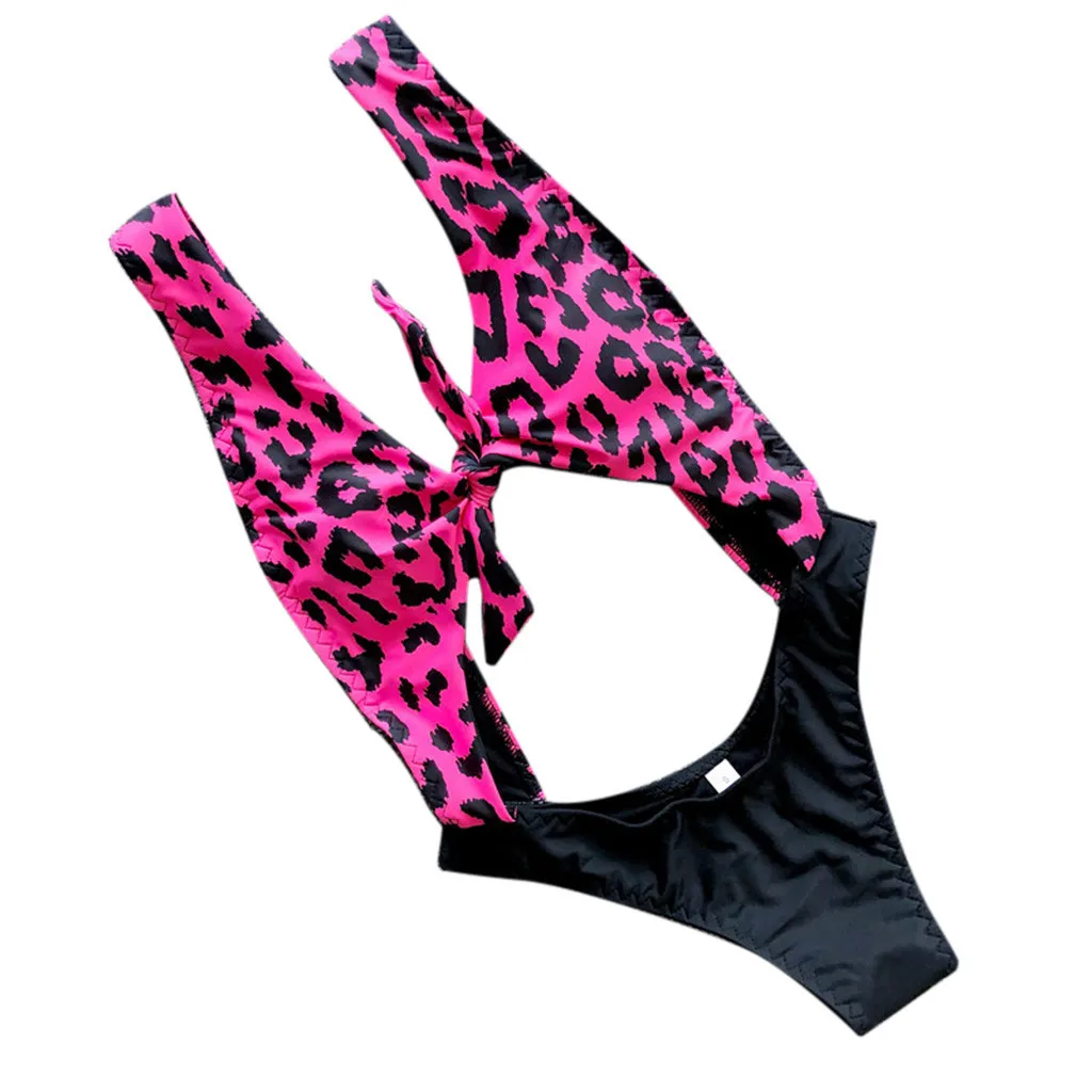 

One Piece Swimsuit 2019 Summer Leopard Print Swimsuits Swimming Suit For Women Backless Swimwear Women Maillot De Bain Femme