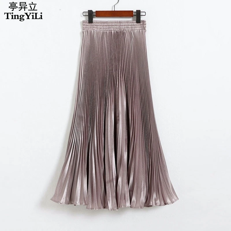 TingYiLi Long Pleated Skirts European Style Fashion Summer Long Skirts ...