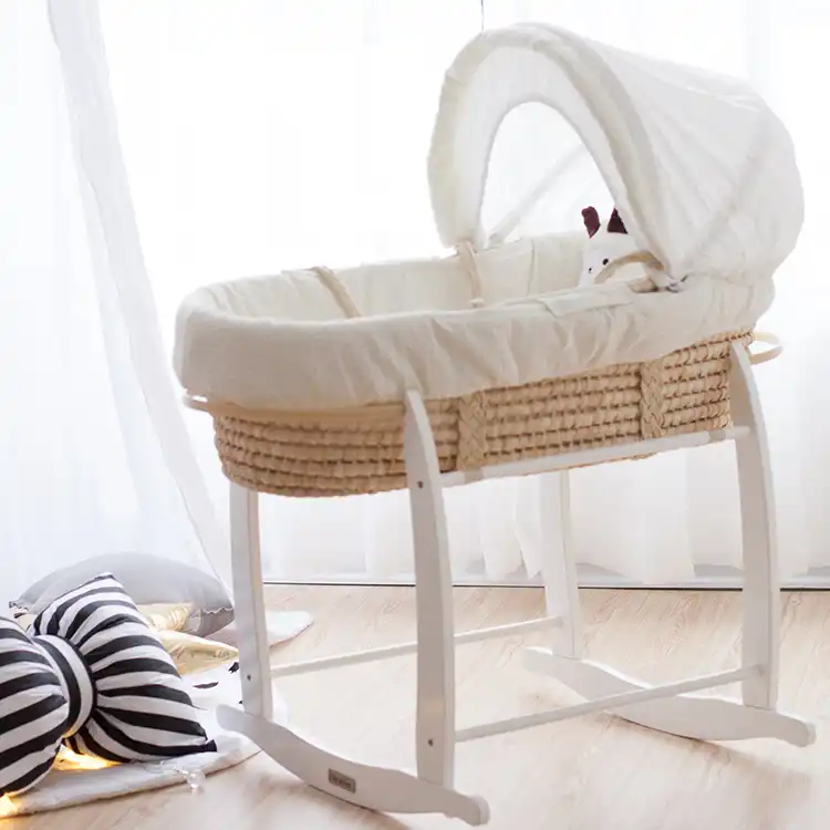 Corn Husk Baby Bassinets Newborn Bed Infant Sleeping Basket Crib