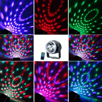 

RGB LED Stage Light 3W 85-265V With 12 Key IR Remote Controller LED Crystal Magic Rotating Ball Stage Lights DJ Disco Dancing