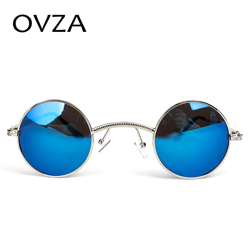 

OVZA Retro Steampunk Sunglasses for Men Metal Round Sun Glasses Women Vintage Circle Glasses Reflective Lens Classic A59