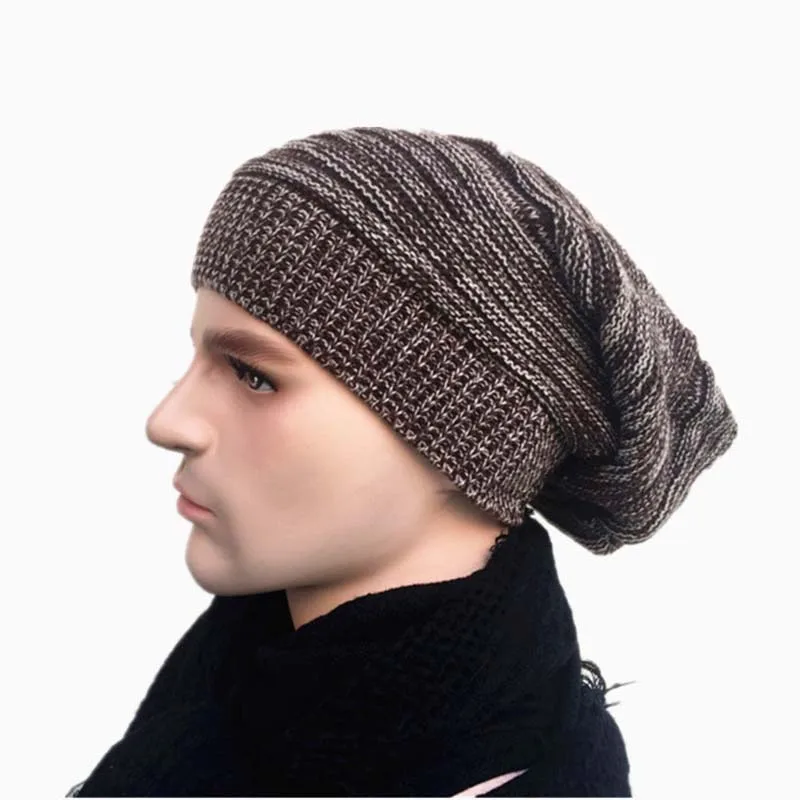 Gorro hombre invierno 2018 осенне-зимняя теплая вязаная шерстяная шапка модная повседневная двухцветная многослойная шапка