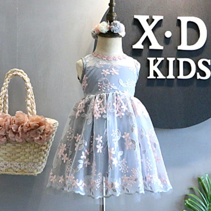 

New Baby Girls Dress Summer Sleeveless Flower Princess Tutu Dress Lace Kids Dressing Clothes Party Dress Clothes 2019 New Brand