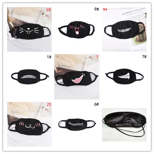 1pcs Unisex Cartoon Funny Mouth Mask Black Cotton Half Anti-bacterial Dust Mouth Facila Care Tool Warm Cute Masks Multistyle NEW