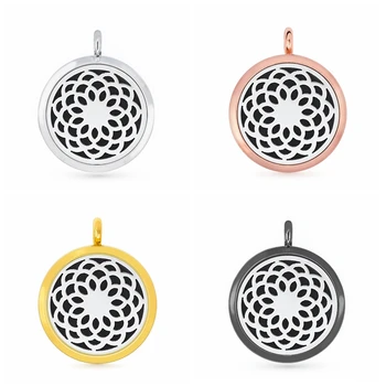 

30mm Hollow Kaleidoscope Aromatherapy Essential Oil Perfume Diffuser Locket Pendant with 6pcs PadS Fit Necklace key Chains