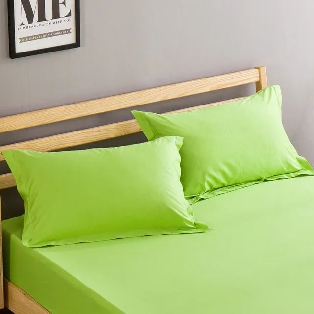 Home Textile Green Solid Color Pillow Case High Quality 100 Cotton Bed