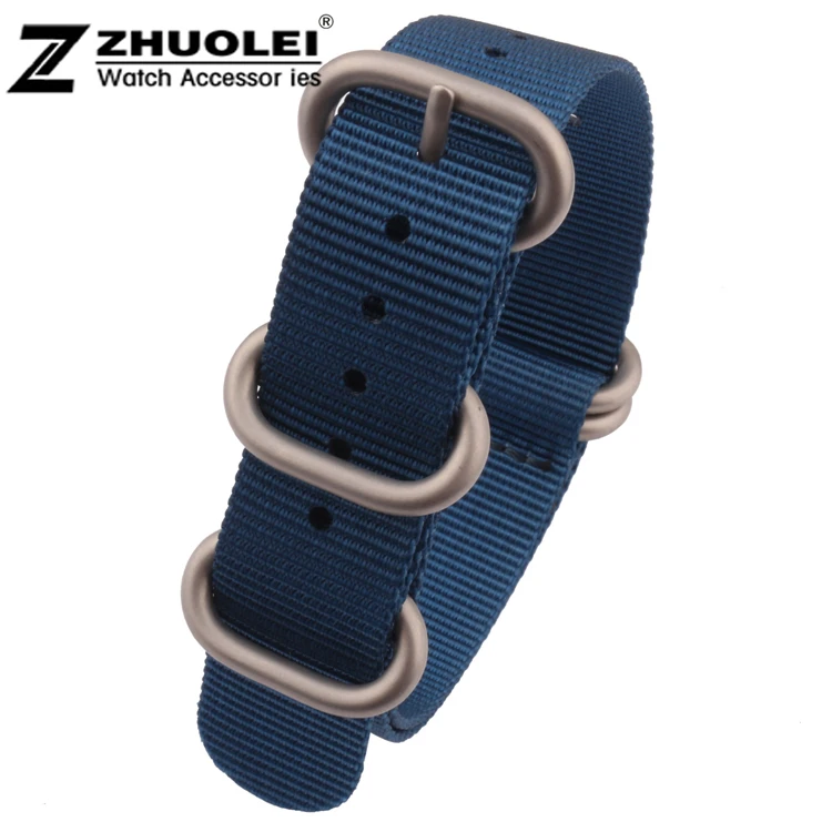 

New NATO 22mm 24mm ZULU NATO Bule Military Watch Strap Band Strong Heavy Duty Nylon Divers Brushed Buckle Free Shipping