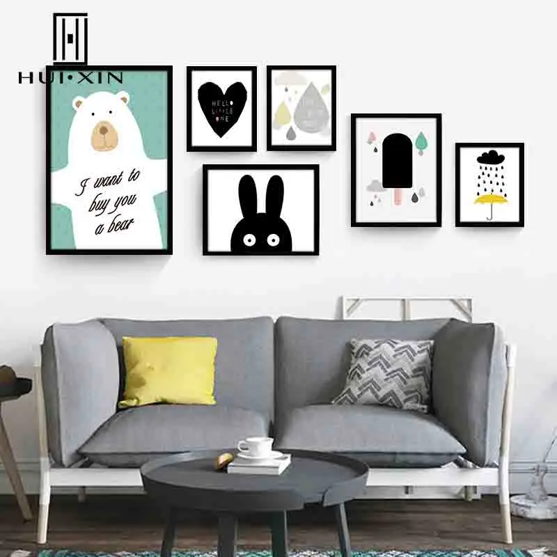 A Group of Cartoon Figure Lovely Cute Fascinating Interesting Wall paintings Art Canvas Poster for Children's Bedroom Decoration