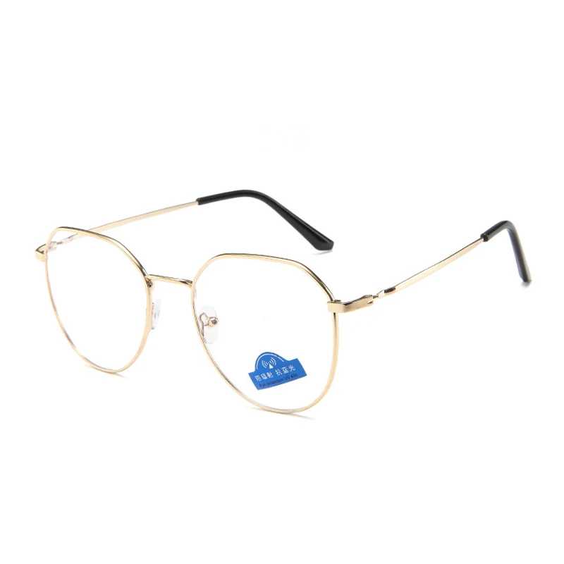 Elbru металлический анти-синий светильник, блокирующие очки, оправа для очков, женские ретро очки, es оправа для студентов, анти-синий луч, компьютерное стекло для мужчин - Цвет оправы: Gold