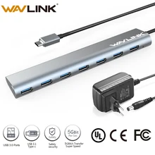 Wavlink супер Скорость USB 3,1 Тип C 7-портовый Беспроводной USB 3,0 концентратор Алюминий тела 5 V/4A адаптер Беспроводной usb-хаб для PC/Mac OS