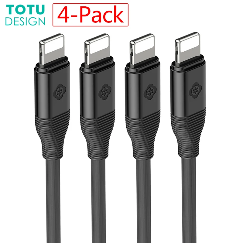 

TOTU 4pcs USB Cable For iPhone XS Max XR X 8 7 6 6S Plus 5 5S SE Fast Charging Data Charger Cable 4 pack Phone Cables
