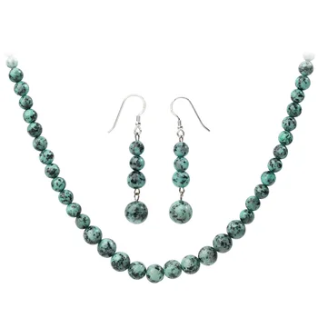 

YACQ 925 Sterling Silver Turquoise 6mm 8mm 10mm Choker Necklace Dangle Earrings Sets Handmade Jewelry gifts For Women Mom