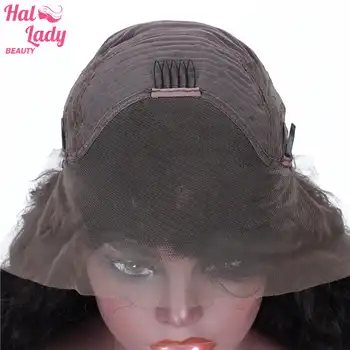 13x4 Kinky Curly Lace Front Wigs With Baby Hair Malaysian Plucked Lace Front Human Hair Wigs Non Remy 150% Halo Lady Beauty