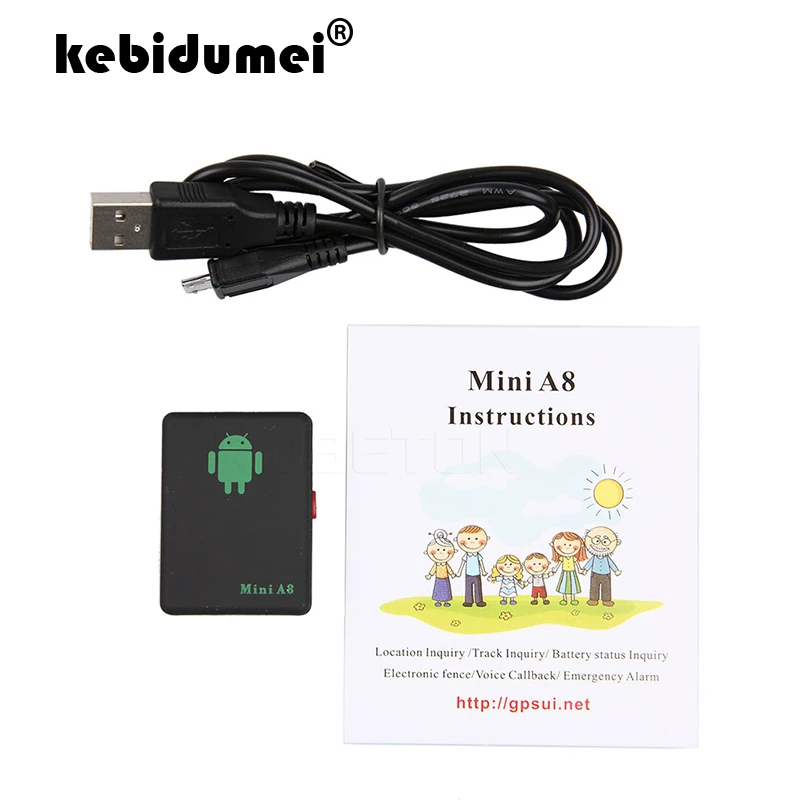 kebidumei Mini GSM GPRS LBS Global Locator A8 Real Time Car Kid Pet No GPS Tracking Tracker USB Cable Tracker Device tracker for car