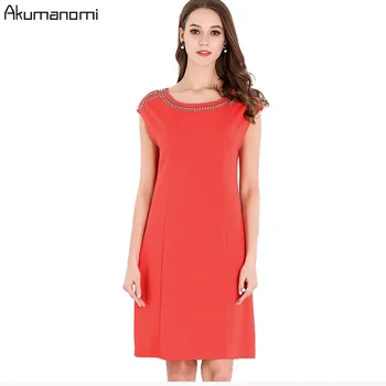 

Summer Dress Women Clothing Beading Diamonds O-neck Batwing Short Sleeve Knee-Length Dress Plus Size 5XL 4XL 3XL 2XL XL L M S